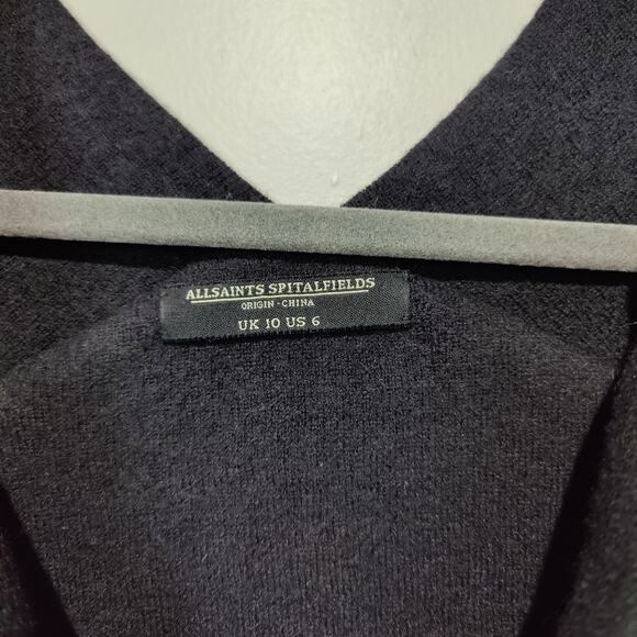 All Saints Women's Sz 6 Benedicta Black Wool Cowl Neck Sleeveless Sheath Dress - Picture 3 of 6